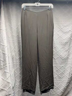 Emanuel Manuel Ungaro Silk Blend Wide Leg Taupe Trousers Size 8
